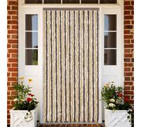 vidaXL Cortina antimoscas chenilla marrón oscuro y beige 100x220 cm