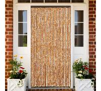 vidaXL Cortina antimoscas persiana de chenilla ocre y blanco 90x200 cm