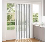 vidaXL Cortina mosquitera chenilla gris y blanca 100 x 220 cm, moderna cortina rectangular para puerta, fácil montaje, decoración versátil, fácil de limpiar, para el hogar