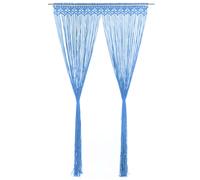 vidaXL Cortina de macramé translúcida colgante algodón azul 140x240 cm