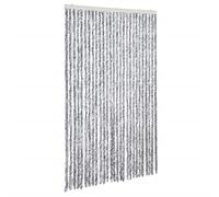 vidaXL Cortina mosquitera para puerta Persiana antimoscas extraíble Chenilla Blanco y Gris