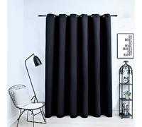 vidaXL Cortina opaca con anillas de metal negro 290x245 cm
