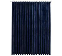 vidaXL Cortina opaca con ganchos Terciopelo 290x245 cm Azul oscuro