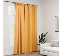 vidaXL Cortina opaca con ganchos look de lino amarillo 290x245 cm