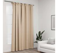vidaXL Cortina opaca con ganchos look de lino beige 290x245 cm