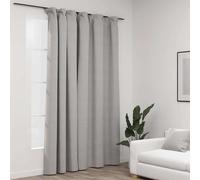 vidaXL Cortina opaca con ganchos look de lino gris 290x245 cm