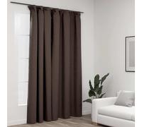 vidaXL Cortina opaca con ganchos look de lino gris taupe 290x245 cm