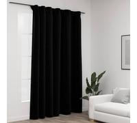 vidaXL Cortina opaca con ganchos look de lino negro 290x245 cm