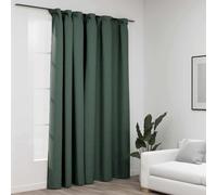 vidaXL Cortina opaca con ganchos look de lino verde 290x245 cm