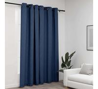 vidaXL Cortina opaca con ojales look de lino azul 290x245 cm