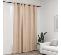 vidaXL Cortina opaca con ojales look de lino beige 290x245 cm