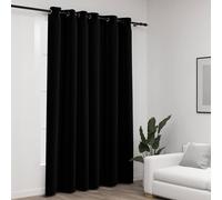 vidaXL Cortina opaca con ojales look de lino negro 290x245 cm