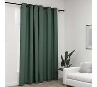 vidaXL Cortina opaca con ojales look de lino verde 290x245 cm