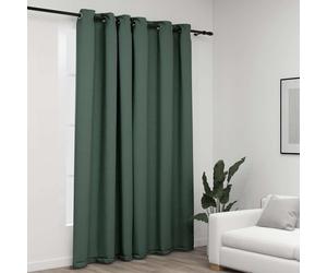 vidaXL Cortina opaca con ojales look de lino verde 290x245 cm
