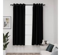 vidaXL Cortina opaca con ojales look lino 2 pzas antracita 140x175 cm