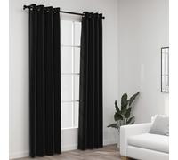 vidaXL Cortina opaca con ojales look lino 2 pzas antracita 140x225 cm