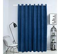 vidaXL Cortina opaca y anillas metal terciopelo azul oscuro 290x245 cm