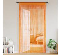 vidaXL Cortinas de Cuerdas 2 uds Naranja 140x250 cm, Cortina de Flecos, Cortina con Bolsillo para Varilla, Divisor de ambientes