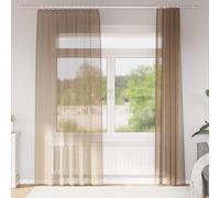vidaXL Cortinas de voile con ojales para barra, 2 unidades, marrón claro
