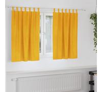 vidaXL Cortinas opacas 2 uds. Amarillo Mostaza 140 x 140 cm Terciopelo
