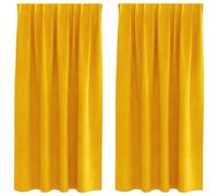 vidaXL Cortinas Opacas 2 uds. Amarillo Mostaza 140 x 175 cm Terciopelo | Un amarillo mostaza brillante de verdad anima cualquier habitación, Crea un ambiente agradable y suave,