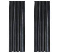 vidaXL Cortinas Opacas 2 pcs Gris Oscuro 140 x 245 cm Terciopelo, Cortinas Velvet Elegantes, Opacas, para Oscurecer Dormitorio, Sala y Decoración del Hogar