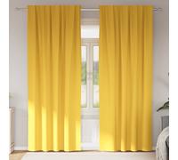 vidaXL Cortinas Opacas con Anillas 2 uds. Amarillo Mostaza Poliéster