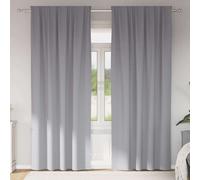 vidaXL Cortinas Opacas con Anillas 2 uds. Gris Claro 245 x 140 cm