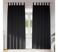 vidaXL Cortinas Opacas con Anillas 2 uds. Negro 260 x 140 cm Poliéster