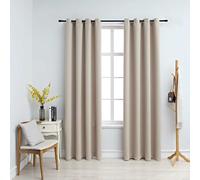 vidaXL Cortinas opacas con anillas de metal 2 piezas beige 140x175 cm