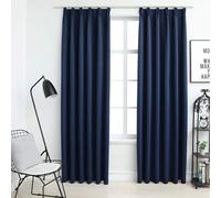 vidaXL Cortinas opacas con ganchos 2 piezas azul 140x175 cm