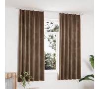 vidaXL Cortinas opacas con ganchos 2 pzas terciopelo beige 140x175 cm