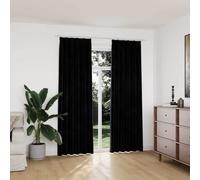 vidaXL Cortinas opacas con ganchos 2 pzas terciopelo negro 140x225 cm