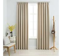 vidaXL Cortinas opacas con ganchos 2 unidades beige 140x225 cm