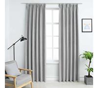vidaXL Cortinas opacas con ganchos 2 unidades gris 140x245 cm