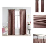 vidaXL Cortinas opacas con ganchos, 2 unidades, terciopelo, color rosa antiguo, 140x245 cm - Cortinas y estores