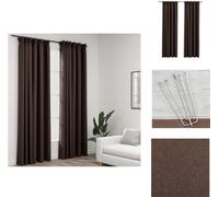 vidaXL Cortinas opacas con ganchos, aspecto de lino, 2 unidades, color taupe, 140x245 cm - Cortinas y estores