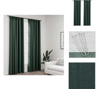 vidaXL Cortinas opacas con ganchos, aspecto de lino, 2 unidades, color verde, 140x225 cm - Cortinas y estores