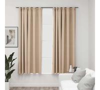 vidaXL Cortinas opacas con ganchos look de lino 2 pzas beige 140x175cm