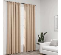 vidaXL Cortinas opacas con ganchos look de lino 2 pzas beige 140x245cm