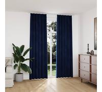 vidaXL Cortinas opacas ganchos 2 pzas terciopelo azul oscuro 140x245cm