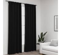 vidaXL Cortinas opacas ganchos look de lino 2 pzas antracita 140x245cm