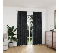 vidaXL Cortinas opacas y ganchos 2 pzas terciopelo antracita 140x225cm
