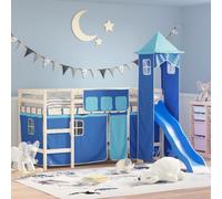 vidaXL Cortinas para cama alta con torre poliéster azul