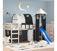 vidaXL Cortinas para cama alta con túnel y torre blanco y negro