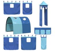 vidaXL Cortinas para Cama Alta con Túnel y Torre, Cortinas para Litera con Bolsillos, Dosel para Niños, Decoraciones para Dormitorio, Azul