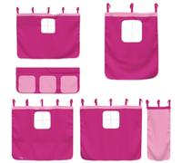 vidaXL Cortinas para Cama Alta, Cortinas para Litera con Bolsillos, Cortinas para Niños, Decoraciones para Dormitorio, Poliéster Rosa