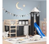 vidaXL Cortinas para camas altas con torre poliéster blanco y negro