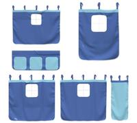 vidaXL Cortinas para Camas Altas poliéster Azul