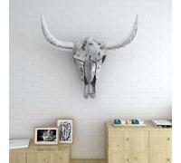 vidaXL Cráneo de toro decorativo de pared aluminio plateado